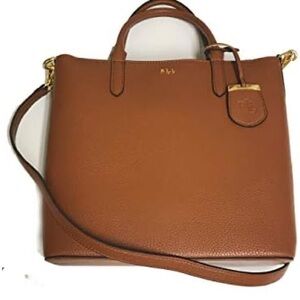 Lauren Ralph Lauren Satchel Brown Pebbled Tote Crossbody Bag